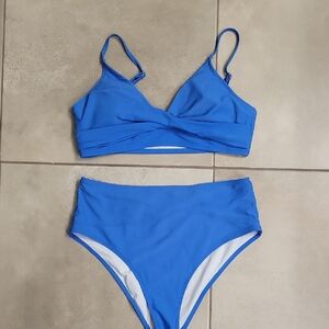 Blue Women's Twist Front Bikini Set